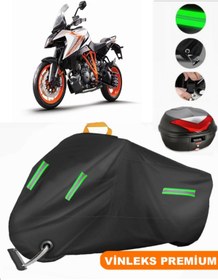 Resim MotoEn Vinleks Siyah KTM 1290 Super Duke GT Arka Çanta Uyumlu Motosiklet Brandası Lüx Kalite (Kilit Uyumlu) 