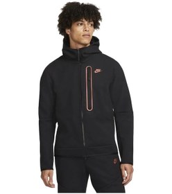 Resim Nike Sportswear Tech Fleece Brushed Full Zip Hoodie Erkek Sweatshirt Siyah Siyah 