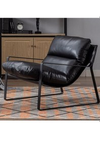 Resim Sller Portatif Metal İskeletli Berjer, Modern Metal İskeletli Portatif Tekli Koltuk Zarif Siyah 