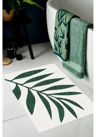 Resim Decomia Home Bath Yıkanabilir Kaymaz Yaprak Dalı Desenli Banyo Paspası Banyo Halısıbeyaz Ve Jüt 60x100 60 X 100 Beyaz 