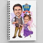Resim Prenses Kız ve Babası Karikatürlü Defter 