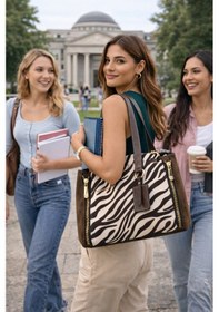 Resim Dukidaso Yeşil Zebra Desenli Kadın Omuz Çantası Yeşil T8347 
