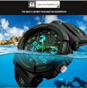 Resim Flybuy Erkek Su Geçirmez Çift Ekranlı Dijital Saat - Skmeı 1270, Mavi Çok Renkli, Doğa Sporları İçin Çok Renkli 