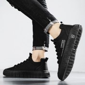 Resim Erkekler için Ice Sliky Fiber Kumaş Kaykay Sneakerları - Trend Düşük Üstlü Bağcıklı Ayakkabılar PU Üst & PVC Taban, EVA Yastıklama ile Kayakçılık, Spor Salonu, Günlük Kullanım İçin - Tüm Sezonlara Uygun Konforlu, Çok Yönlü Siyah Tasarım, Kaykay Ayakkabıları, Dayanıklı Ayakkabı 