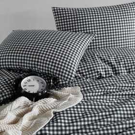 Resim Mini Kare Siyah %100 Pamuk Ranforce Battal Boy Nevresim Takımı 