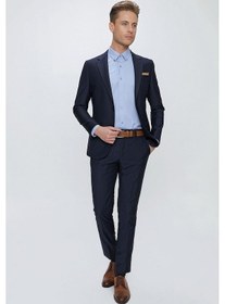 Resim Efor Slim Fit Klasik Mono Yaka Klasik Lacivert Takım Elbise Tk 2021 Lacivert 
