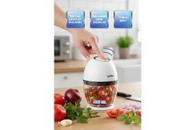 Resim Sinbo SHB-7503 Paslanmaz Çelik Bıçaklı Şarjlı Kablosuz Rondo 450 ml Beyaz Plastik Hazneli 