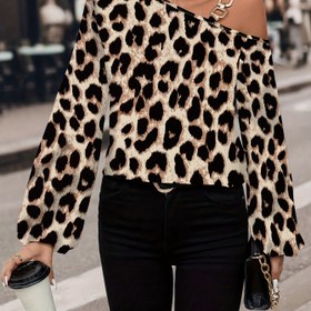 Resim Yeni Avrupa ve Amerikan Sonbahar, Kış ve İlkbahar Rastgele Baskılı Çapraz Omuz Uzun Kollu Şık Günlük Üst Gömlek 