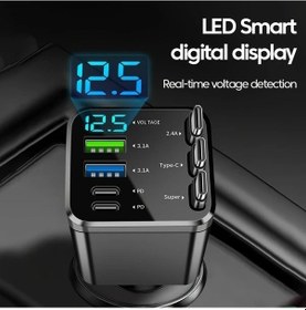 Resim Fastbuy Dream011 Siyah Araba Şarj Cihazı 7k 1c Hızlı Şarj 3kablo Led Ekran 180 Tasarım 