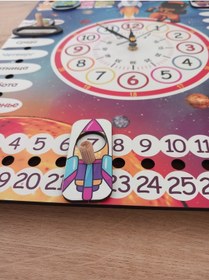 Resim Rusça Mekanizmalı Uzay Temalı Montessori Duvar Takvimi Aylar , Haftanın Günleri Ve Mevsimler 