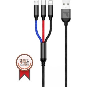 Resim Torima 3IN1 Hızlı Şarj Kablosu Type-C Lightning Micro 1,2 m Dayanıklı Veri Aktarım Özellikli 