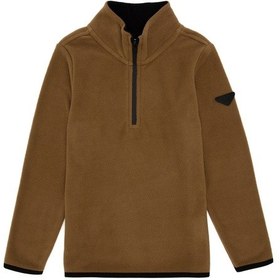 Resim U.S. Polo Assn. Erkek Çocuk Yarım Fermuarlı Haki Polar Sweatshirt 50298060-VR027 