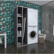 Resim Kenzlife Çamaşır-kurutma Makinesi Dolabı Alyusha Sol Gri 180*120*60 Banyo Kapaksız Arkalıksız 