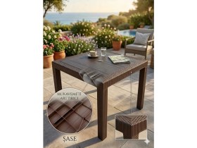 Resim Evko Mobilya Rattan 90X90 Masa, Plastik Masa, Bahçe Balkon Teras Masası, Kare Masa, Dış Mekan Masası 