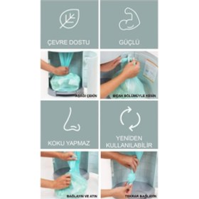 Resim Bebek Bezi Çöp Kovası Sistemi +495 Adet Bez Kapasiteli Çöp Poşeti 