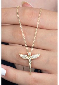 Resim Gold Kaplama Peri Melek Kolye bbk44s Krem 