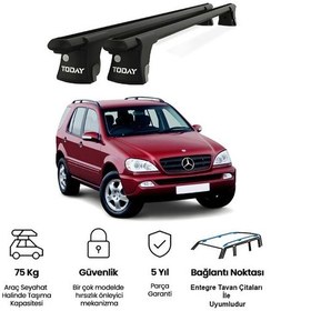 Resim Trio-ı Mercedes-benz M W163 2002-2005 Uyumlu Siyah Kilitli Ara Atkı 135cm Port Bagaj Tavan Barı 