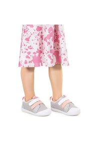 Resim Kiko Kids Textile Cırtlı Kız Bebek Spor Ayakkabı Gri - Pudra 