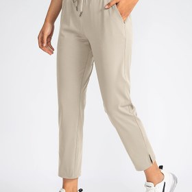Resim Zeytin Yeşili Düz Paça Kadın Pantolonu, Elastik Bel & İpli - Rahat Dokunuşlu, Makinede Yıkanabilir, Her Mevsim İçin Cepli, Günlük Kullanım için Pantolonlar, Tek Renkli Kumaştan Yapılmış 