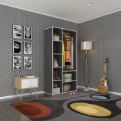 Resim Kenzlife giysi dolabı hüsamettin 180*090*40 gri gardırop 