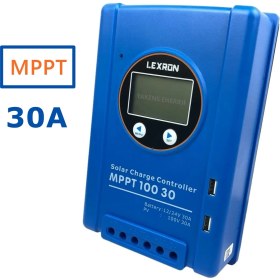 Resim 30A Amper Mppt Solar Şarj Kontrol Cihazı Güneş Paneli 30A 12/24 Volt Mppt Regülatör Mavi Kasa Lexron 