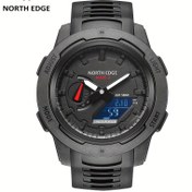 Resim NORTH EDGE MARS3 Erkek Spor Saati - 45mm Karbon Fiber Kasa, Kronometre, Alarm, Dünya Saati, LED Arka Aydınlatma & Silikon Kayış ile 