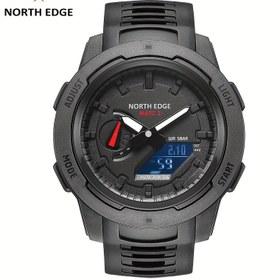 Resim NORTH EDGE MARS3 Erkek Spor Saati - 45mm Karbon Fiber Kasa, Kronometre, Alarm, Dünya Saati, LED Arka Aydınlatma & Silikon Kayış ile 