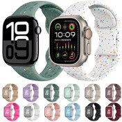 Resim iOs Watch Uyumlu Se İçin 44mm Delik Stil Kelebek Toka Kamuflaj Silikon Saat Bandı Açık Mavi 