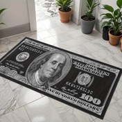 Resim 1 adet Dolarlık Mat - Siyah Yumuşak PVC Zemin Matı, Cesur $100 Dolarlık Baskı ile Yaratıcı Desen Dekorasyonu, Giriş, Yatak Odası, Koridor için - Dayanıklı ve Kolay Temizlenebilir Ev Dekoru, Yatak Odası Matı | Cesur Desen Matı | PVC Malzeme, Para Dekoru 