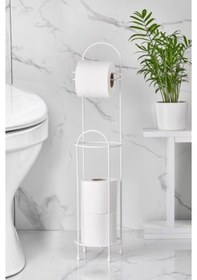 Resim Ferforje Wc Tuvalet Kağıtlık Beyaz Altın - Beyaz 