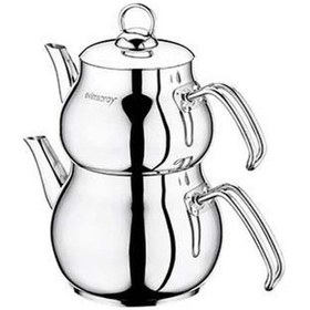 Resim Evimsaray Yağmur Mini Boy Çaydanlık Takımı Sade Çelik 