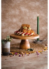 Resim Justwood 2 Li 2 Katlı Kek Stantı Ve 29/12 Cm Lucca Pasta Sunumluk 