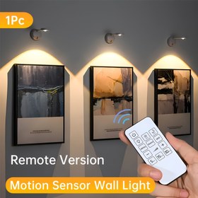 Resim 1 adet Hareket Sensörlü Sensör LED Duvar Lambası, Uzaktan Kumanda ile USB Şarj Edilebilir, Ayarlanabilir Parlaklık, Üç Renkli Işık, Zamanlayıcı Fonksiyonu, Galeriler, Merdivenler, Koridorlar, Oturma Odaları, Ekranlıklar için Uygun, Mükemmel Ev Dekoru, Delme Gerektirmez Kolay Kurulum 