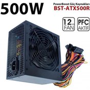 Resim Vobotek Teknoloji PowerBoost PB500AR 500W APFC 2-PCI-E 6+2 Pin 12cm Siyah Fanlı ATX Power Supply 