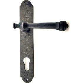 Resim Antika Tarz Dekoratif Pirinç Taşra Oda Kapı Kolu - 220X35 Mm, Oksit 
