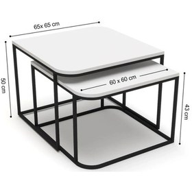 Resim Uslucan Alışveriş Orta Sehpa Damla İkili Lüx Beyaz Çok Renkli 