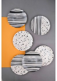 Resim Tabak Evi Porselen Sidereal Karma Pasta Tabağı Seti 19,50cm 6 Kişilik 6 Parça Çok Renkli 