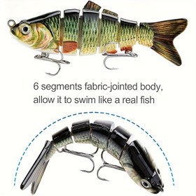 Resim 6 Parçalı Eklemler ile Gerçekçi 3D Gözleri Olan Üst Su Balığı Oltası, Çoklu Bölüm Balığı için Pike - Dayanıklı ABS Malzeme, Canlı Swimbait Çift Üçlü Çiviler, Angler'ın Temel - Karma Renk, SKU Miktar Referansı 