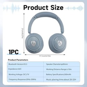 Resim OVLENG Kablosuz Kulaklık Bluetooth 5.3 - ANC Bluetooth Kulaklık, Gürültü Azaltma, 6 EQ Ses Modu, 32 Saat Oynatma, Kablosuz Stereo HiFi Kulak Üstü Mikrofonlu, Mavi 