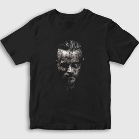Resim Presmono Unisex Çocuk Siyah Ragnar Vikings T-Shirt 