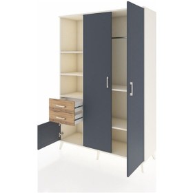 Resim Hyperion Dolap 5 Raflı 2 Çekmeceli Tek Askılı 132x44x195 Aytaşı-antrasit/çam Antrasıt/atlas Çam - Aytası 