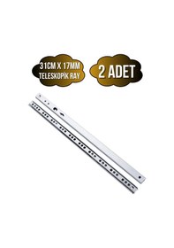 Resim Teleskobik 17mm Çekmece Rayı Gömme Bilyeli İnce Ray 17mm 31cm 2 Takım Krom Çok Renkli 