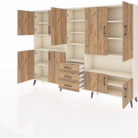 Resim Arges Dolap 13 Raflı 3 Çekmeceli 9 Kapaklı 220x30x163 Aytaşı-çam Atlas Çam - Aytası 