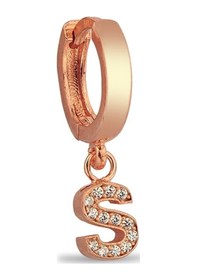 Resim S Harfi Sallantılı 925 Ayar Gümüş Rose Tek Küpe - 12080702 Rose Gold 