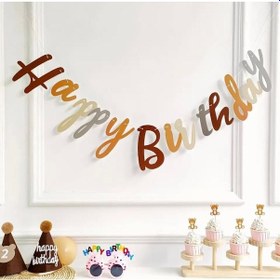 Resim Happy Birthday Kaligrafi Banner Retro 110x20 Cm 