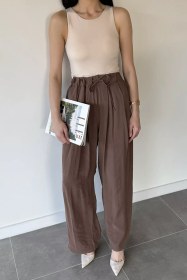 Resim Perry Kadın Bel Lastikli Bol Kesim Pantolon Kahve TZL-P-00020708 