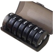 Resim İlaç Konteyneri 7 Günlük Bölmeli Hap Düzenleyici Sabah/akşam Bölmeleri 14 Izgara Gökkuşağı Hap Kutusu Taşınabilir Günde 2 Kez Günlük Hap Kutusu Siyah, 