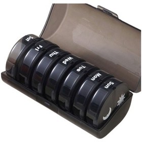 Resim İlaç Konteyneri 7 Günlük Bölmeli Hap Düzenleyici Sabah/akşam Bölmeleri 14 Izgara Gökkuşağı Hap Kutusu Taşınabilir Günde 2 Kez Günlük Hap Kutusu Siyah, 