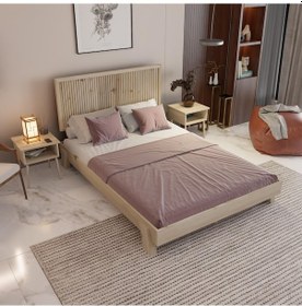 Resim Alaz Model Vernikli Çam Ahşap Karyola Dikey -262 200 x 200 CM 