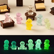 Resim 6 adet Karanlıkta Parlayan Minyatür Figür, Yaratıcı Karikatür Sevimli Karakterler, Oda, Avlu, Bahçe, Saksı Ot ve Yeşil Bitki Mikro Manzaraları için Uygun, Gece Işığı 3D 